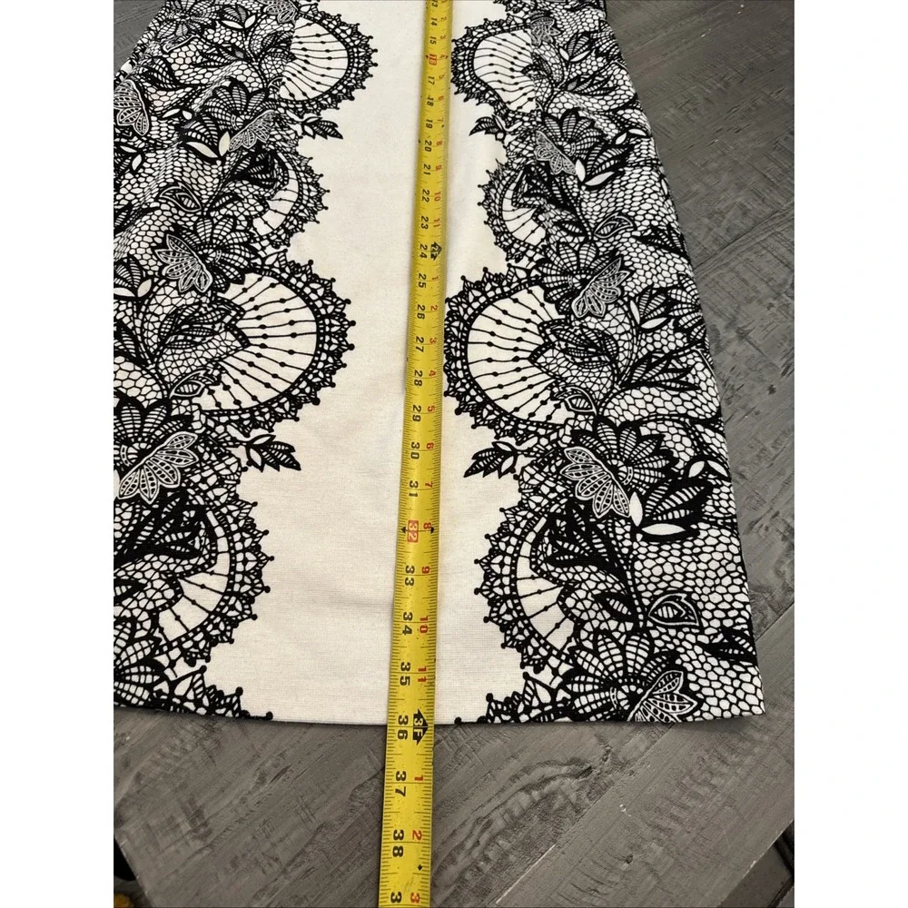 Maggy London Black and White Lace-Print Cap Sleeve Sheath Dress - Picture 9 of 11